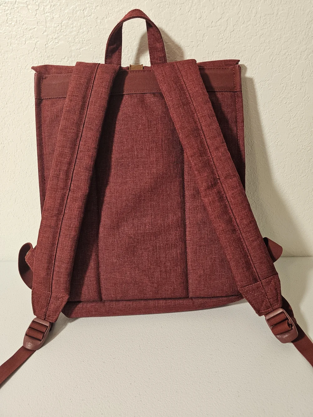 Herschel Supply Company Heritage Backpack in Deep Red with Brown Strap